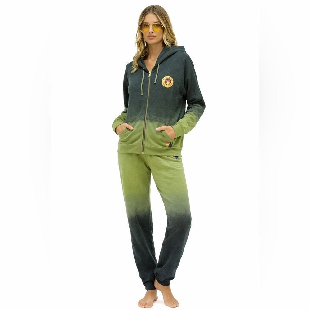 Very rare Aviator Nation Ombre Tribe of peace Zip Hoodie & Joggers